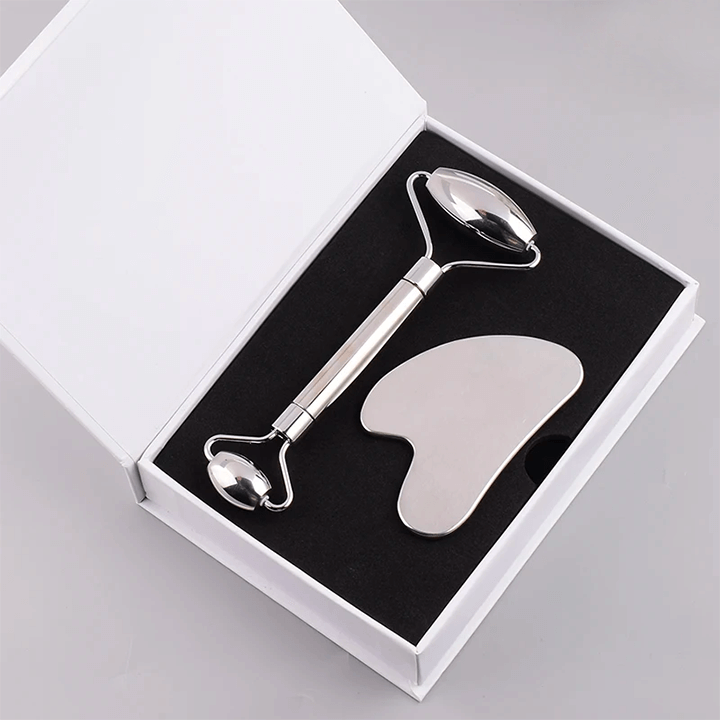 Roller & Gua Sha coeur en acier inoxydable