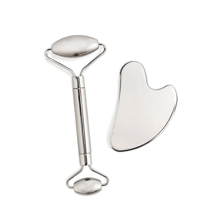 Roller & Gua Sha coeur en acier inoxydable