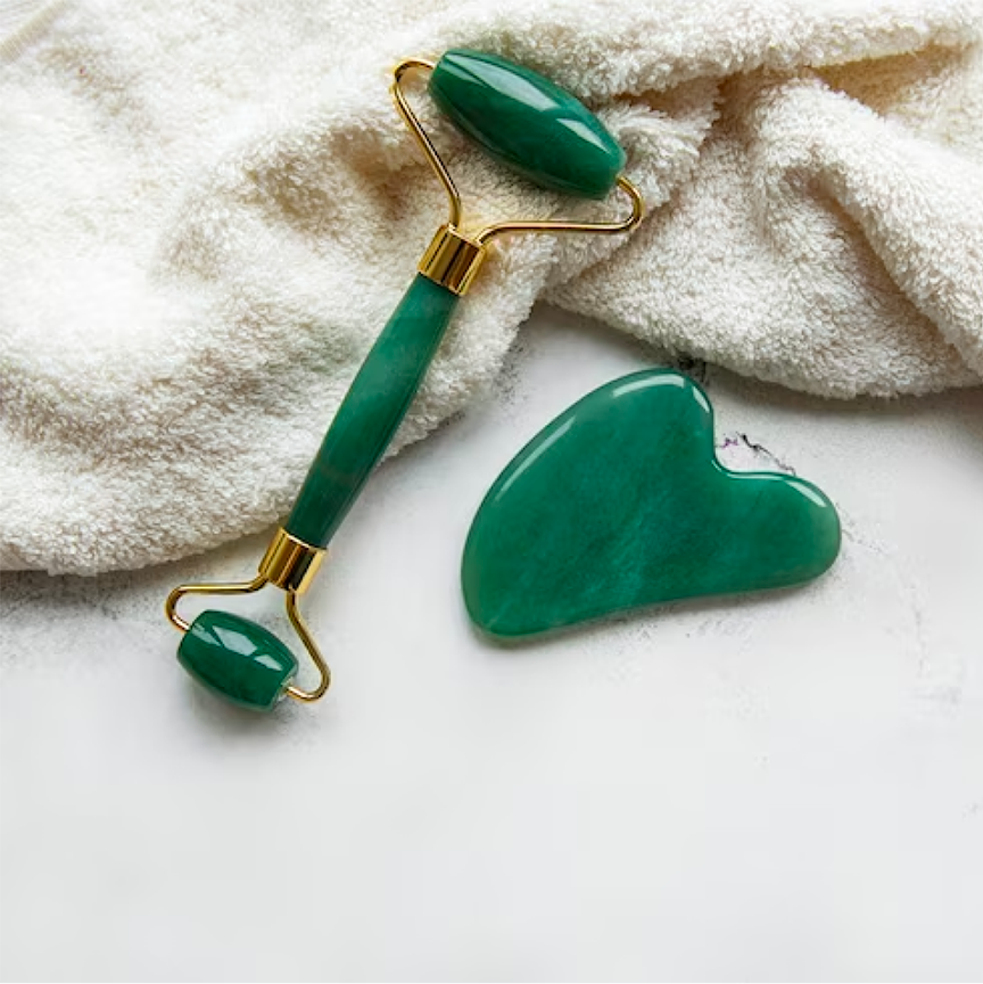 Roller & Gua Sha en pierre d'aventurine
