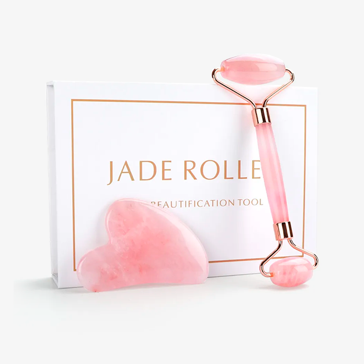 Roller & Gua Sha en quartz rose