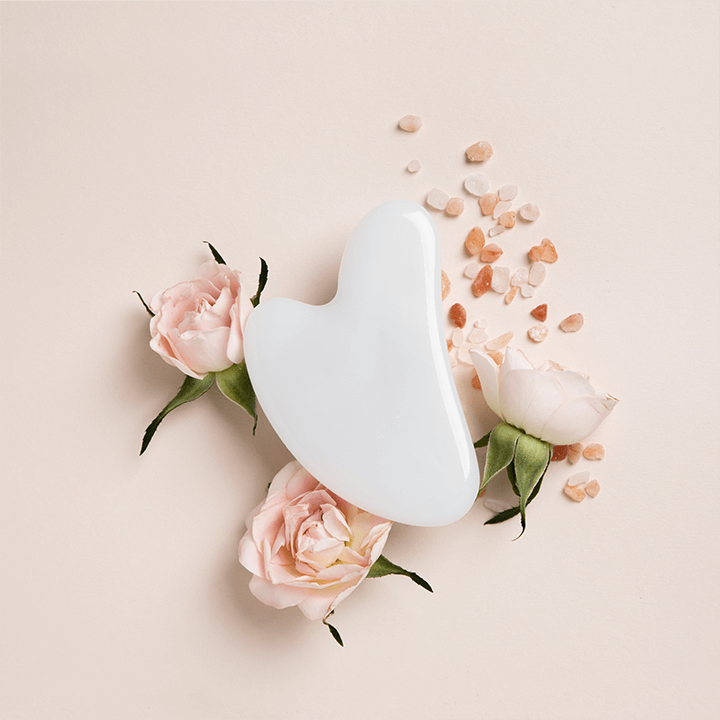 Roller & Gua Sha coeur en quartz blanc