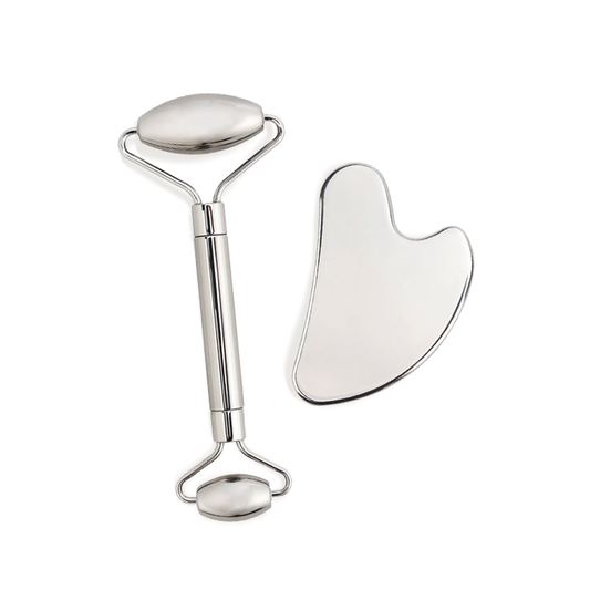 Roller & Gua Sha coeur en acier inoxydable