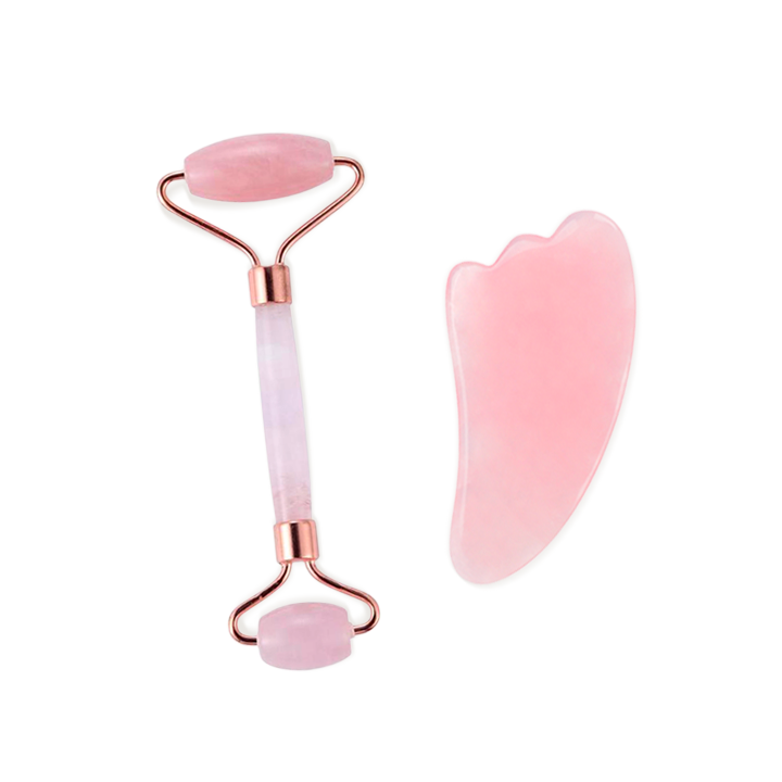 Roller & Gua Sha en quartz rose