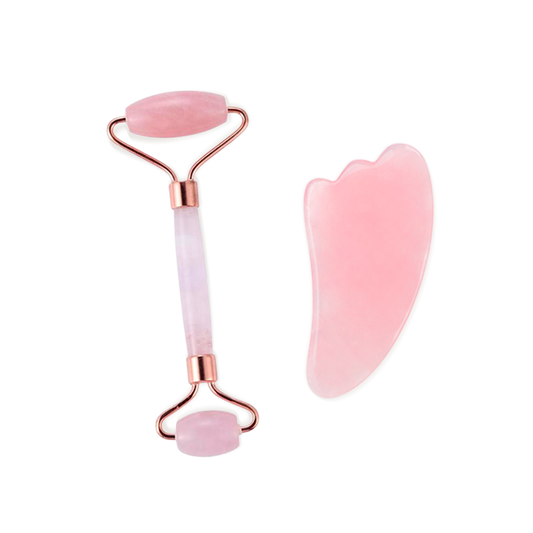 Roller & Gua Sha en quartz rose