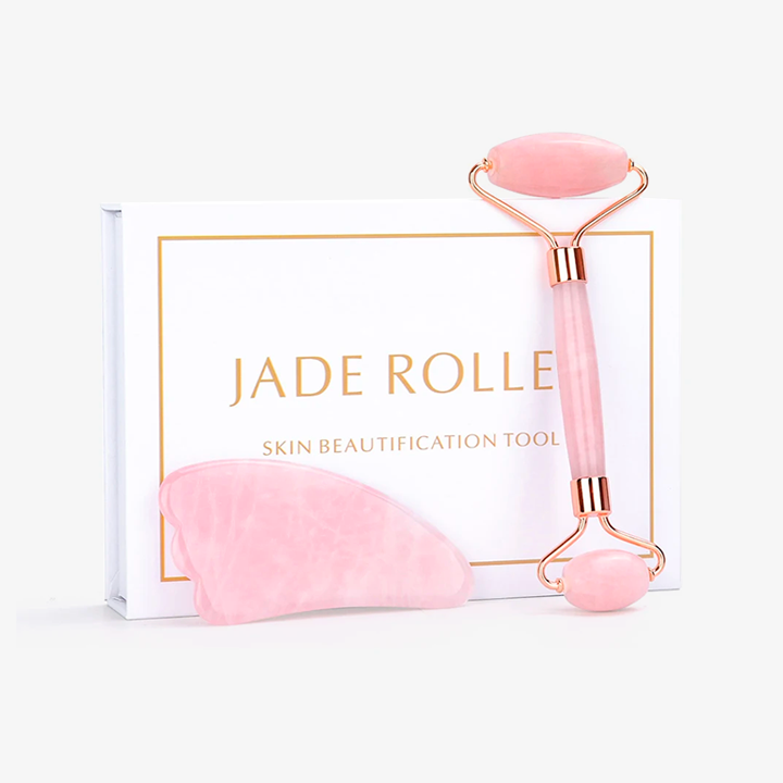 Roller & Gua Sha en quartz rose