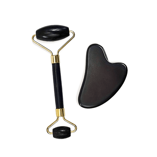 Roller & Gua Sha en pierre d'obsidienne