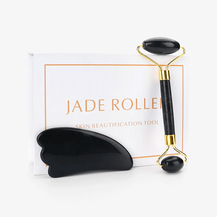 Roller & Gua Sha en pierre d'obsidienne