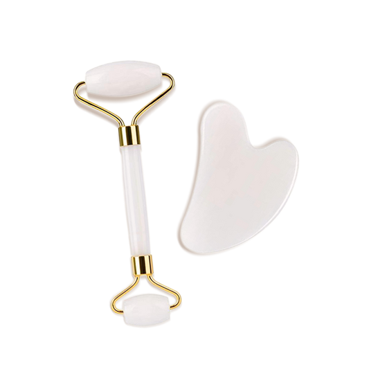 Roller & Gua Sha coeur en quartz blanc