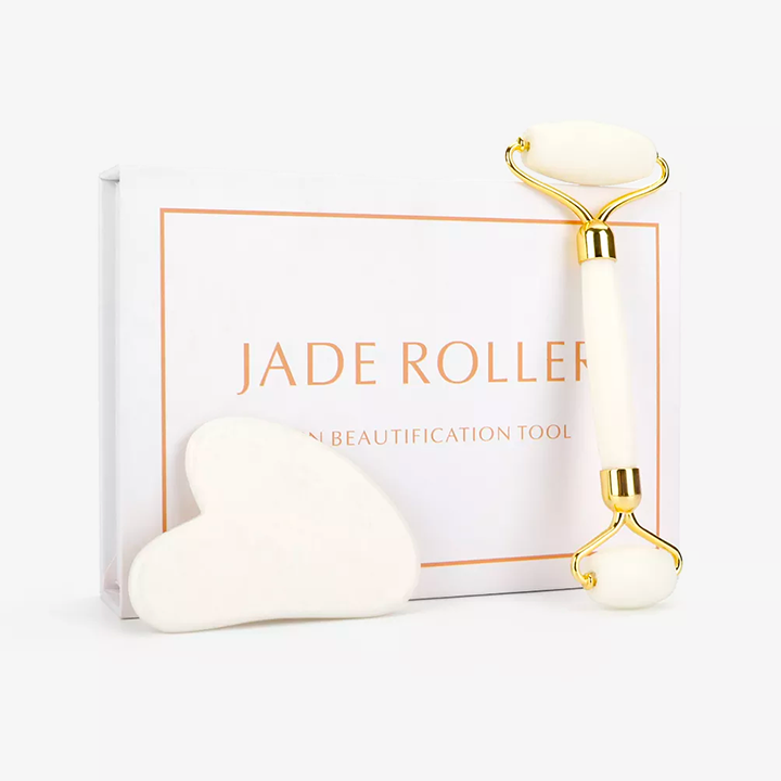 Roller & Gua Sha coeur en quartz blanc