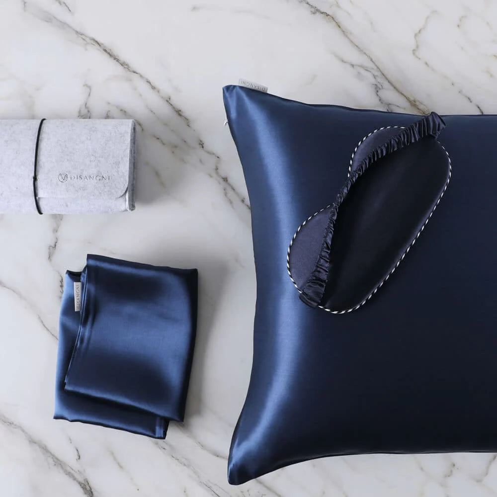 Ensemble Prestige : Masque de nuit + Taie d’oreiller double face en soie de mûrier