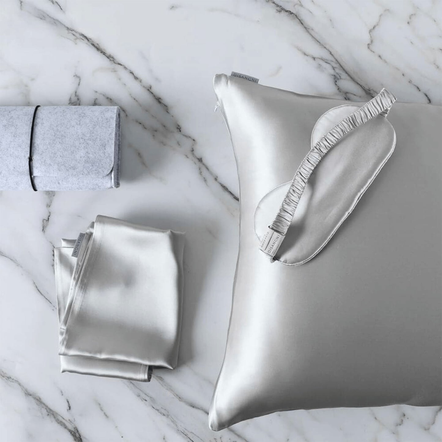 Ensemble Prestige : Masque de nuit + Taie d’oreiller double face en soie de mûrier