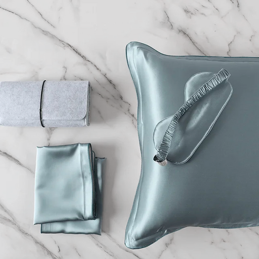 Ensemble Élégant : Masque de nuit + Taie d’oreiller en soie de mûrier & lyocell